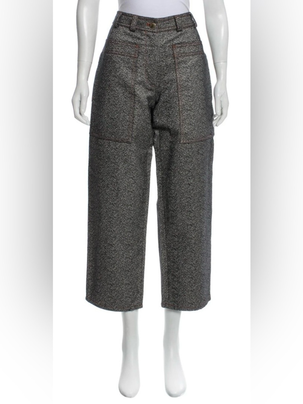 Acne Studios Milford Work Trouser Wide-Leg Gray Tweed Trousers